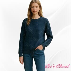 Lee Woman's French Terry Sweater Box Blue Sz S NWT